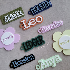 Layered Name Acrylic Bag Tag