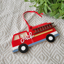 Load image into Gallery viewer, Firetruck Ornament - Personalized