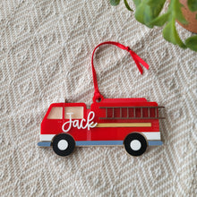 Load image into Gallery viewer, Firetruck Ornament - Personalized