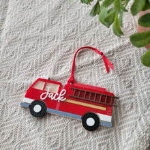 Load image into Gallery viewer, Firetruck Ornament - Personalized