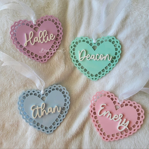 Valentine's Day Heart Doily Name Tags