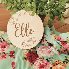 Load image into Gallery viewer, Personalized Baby Name Wood Announcement - Floral