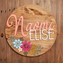 Load image into Gallery viewer, Floral Name Round Sign