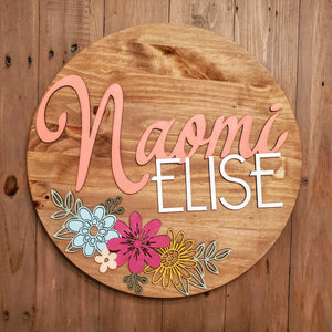 Floral Name Round Sign