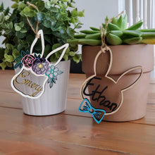 Load image into Gallery viewer, Blueberry Lane Co - Easter basket name tag - Bunny with bowtie