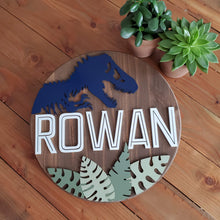 Load image into Gallery viewer, Jurassic Name Sign - 18&quot; round