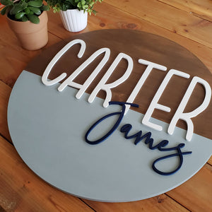 Split Stained/Painted Name Round Sign