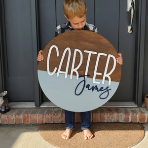 Split Stained/Painted Name Round Sign