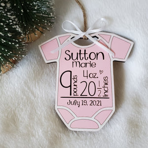 Baby Birth Stats Onesie Ornament