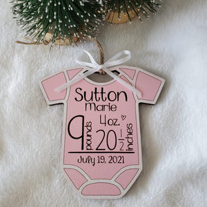 Baby Birth Stats Onesie Ornament