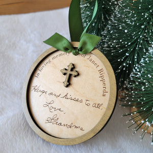 "In loving memory of..." Custom Laser Engraved Handwriting Ornament