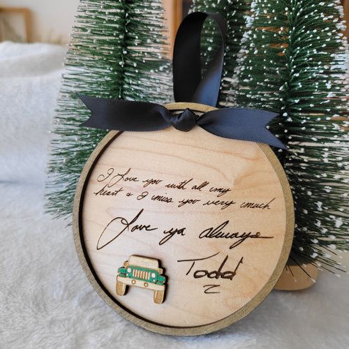 Custom Laser Engraved Handwriting Ornament