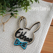 Load image into Gallery viewer, Blueberry Lane Co - Easter basket name tag - Bunny with bowtie